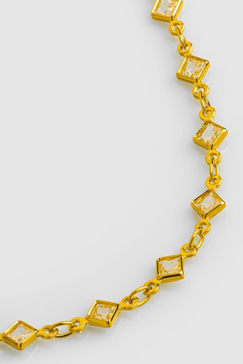 COLAR ZIRCÔNIAS EM LOSANGO 42CM OURO