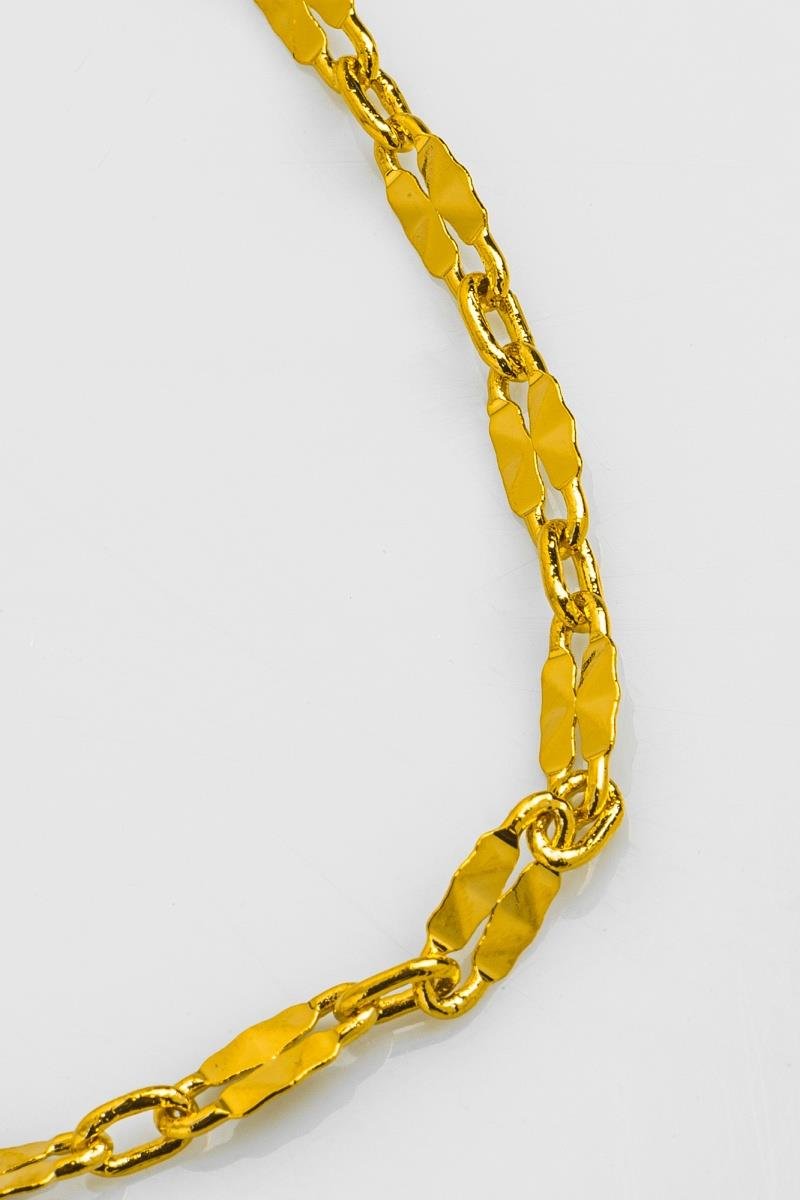 COLAR CHOKER ELO TRABALHADO OVAL DIAMANTADO 31CM OURO