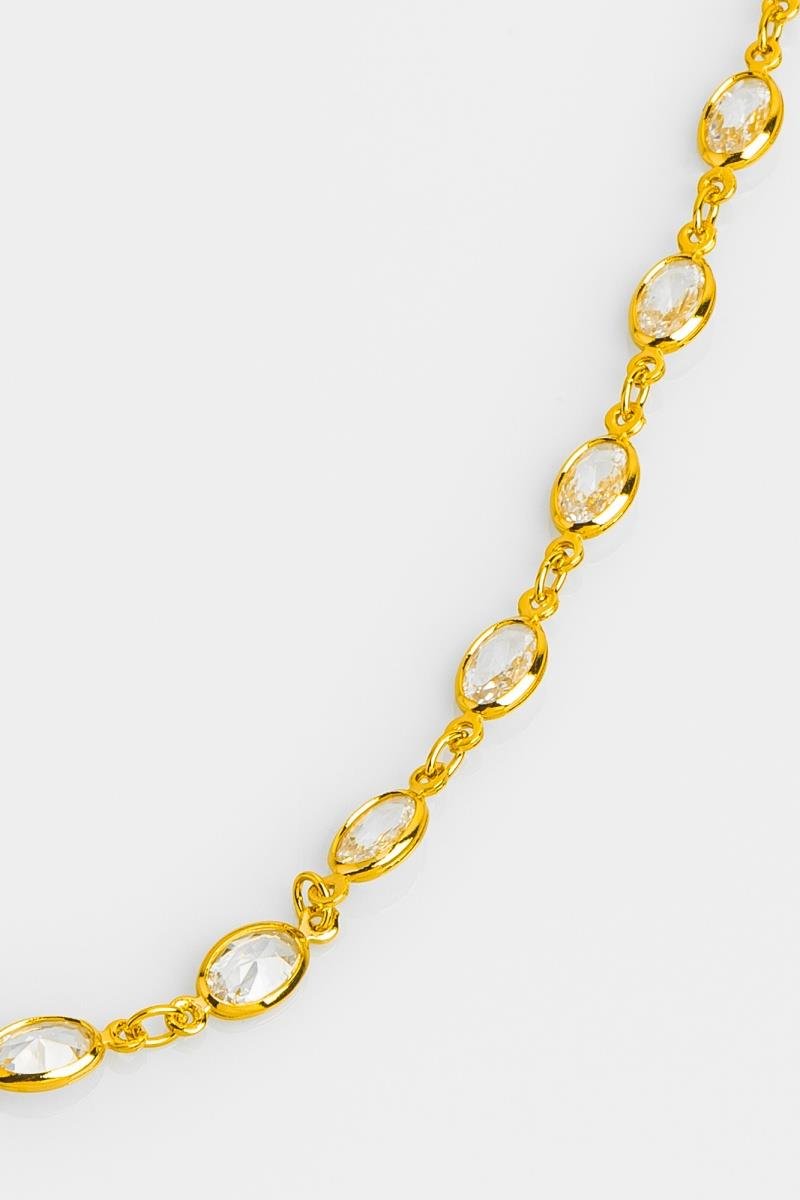 COLAR COM ZIRCÔNIAS OVAL 5X11MM OURO