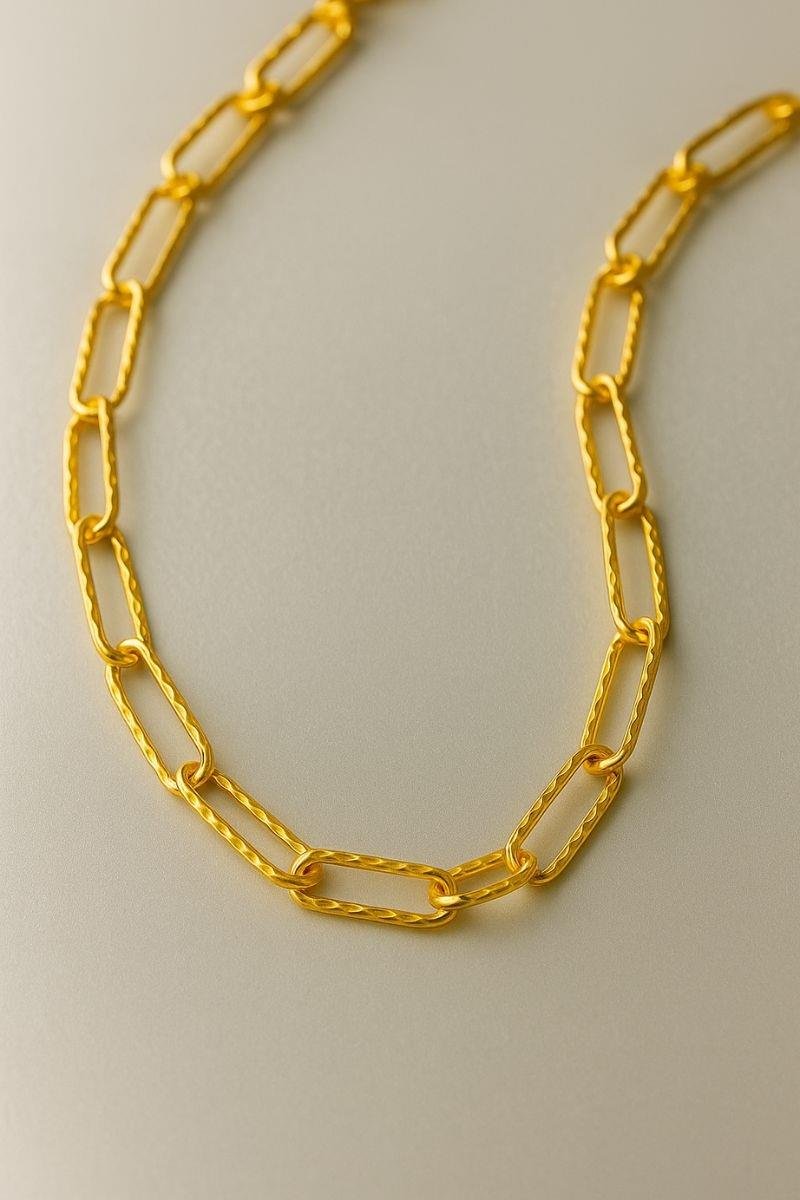 COLAR ELO OVAL LONGO DIAMANTADO 40CM OURO