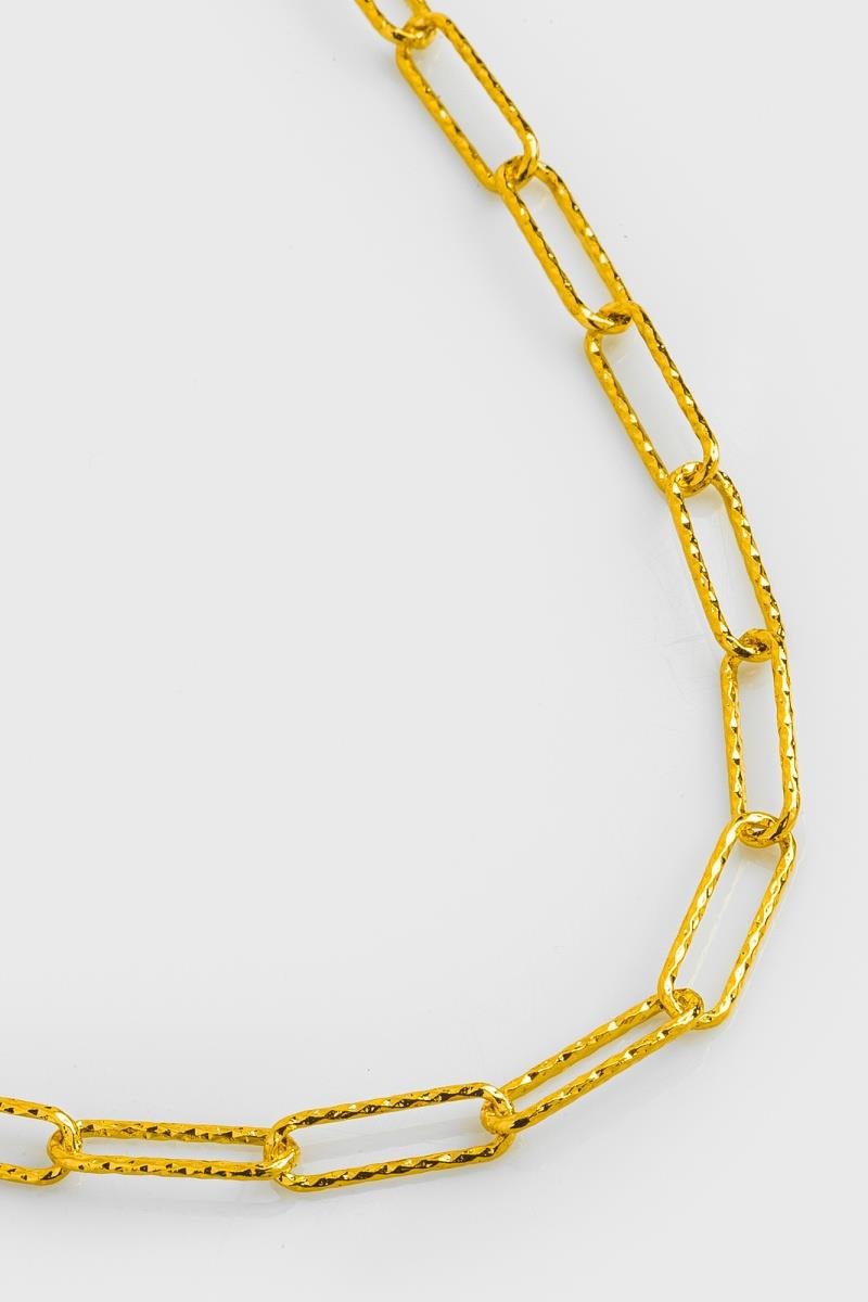 COLAR ELO OVAL LONGO DIAMANTADO 40CM OURO