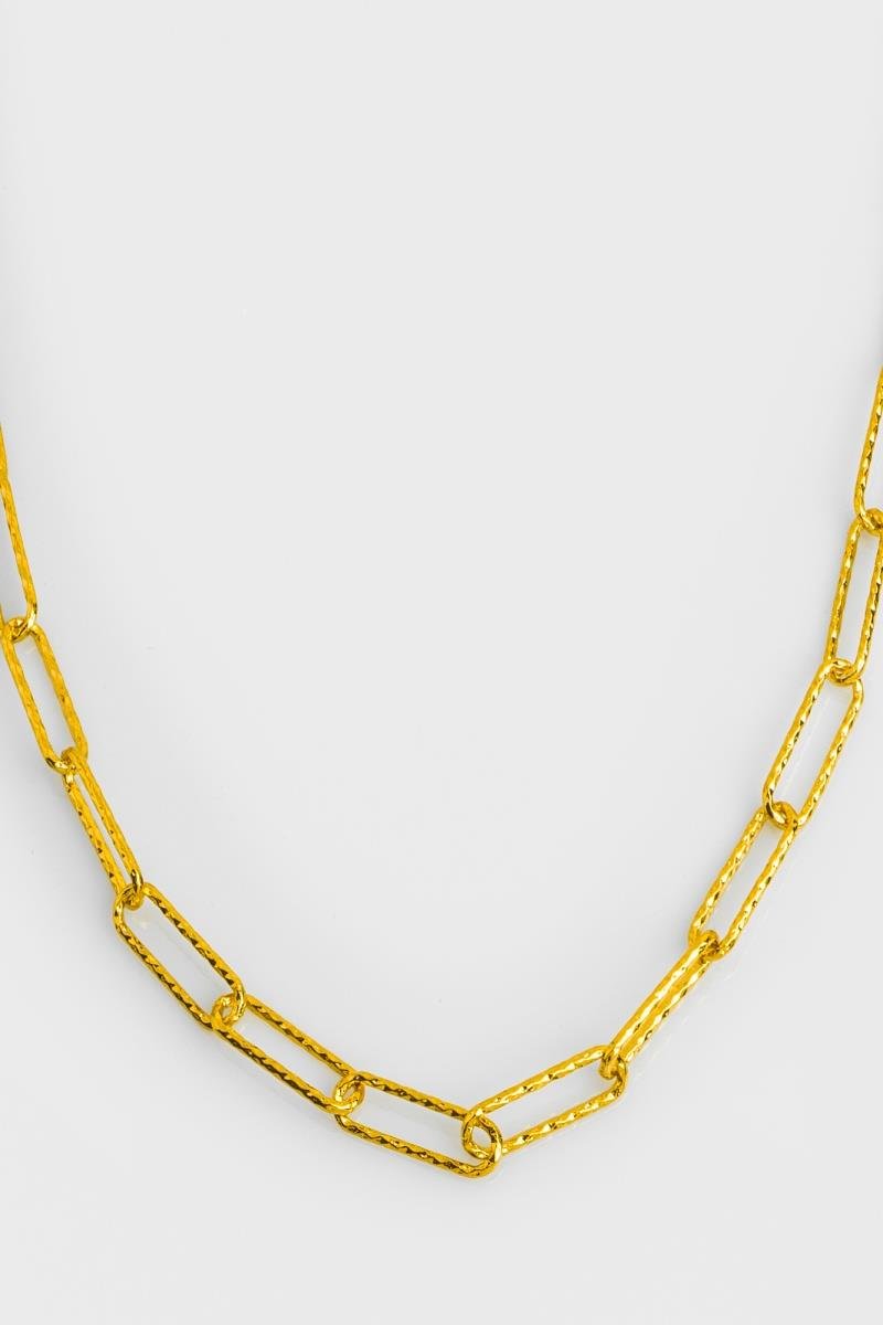COLAR ELO OVAL LONGO DIAMANTADO 40CM OURO