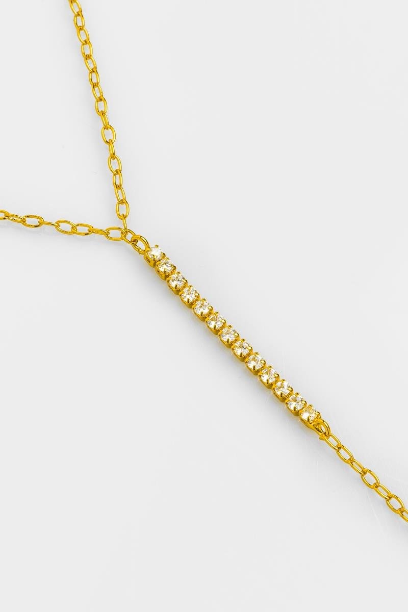 COLAR GRAVATINHA FIO RIVIERA ZIRCÔNIAS CORRENTE ELO OVAL PONTO DE LUZ OURO