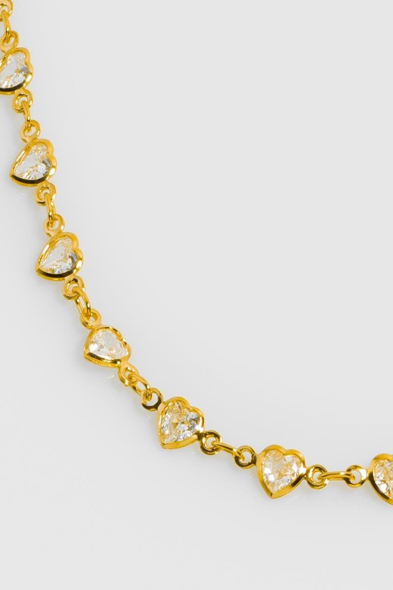 COLAR CHOKER CORAÇÃO ZIRCÔNIAS CORRENTE ELINHO OURO