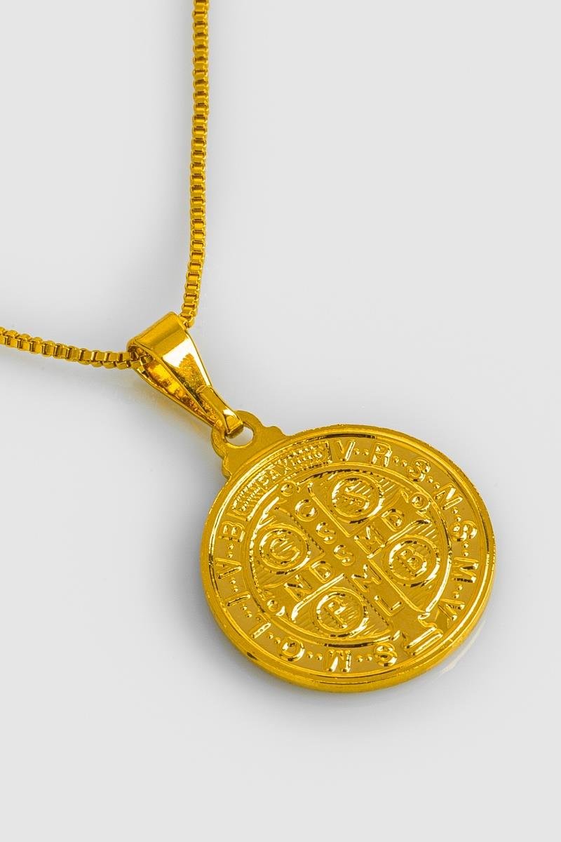 COLAR DE SÃO BENTO 15MM CORRENTE DE VENEZIANA OURO