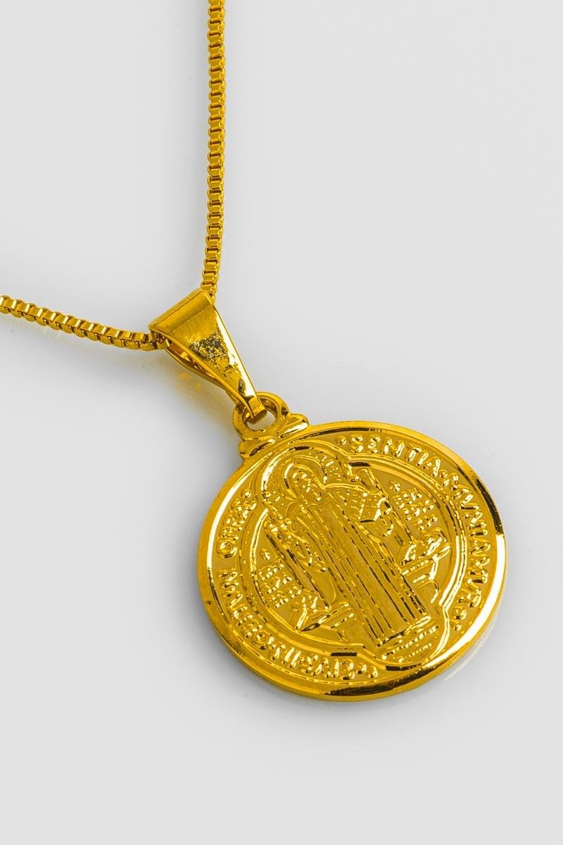 COLAR DE SÃO BENTO 15MM CORRENTE DE VENEZIANA OURO