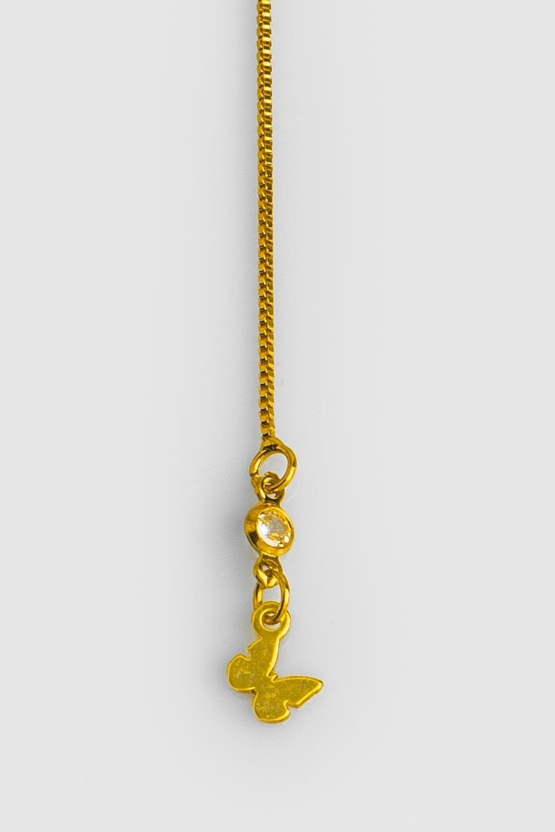 COLAR GRAVATINHA DE BORBOLETA ZIRCÔNIAS CORRENTE DE VENEZIANA 45CM OURO