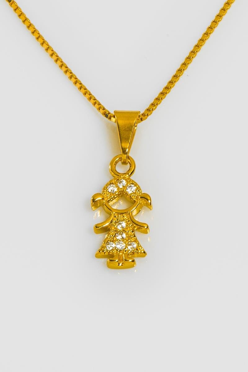 COLAR MENINA CRAVEJADA EM ZIRCÔNIAS 15MM VAZADA CORRENTE VENEZIANA 45CM OURO
