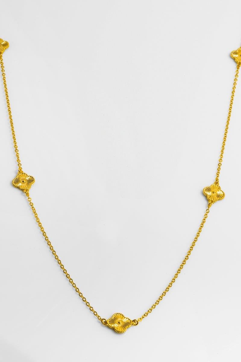 COLAR TREVO DETALHE BOLEADO CORRENTE ELINHO 80CM OURO
