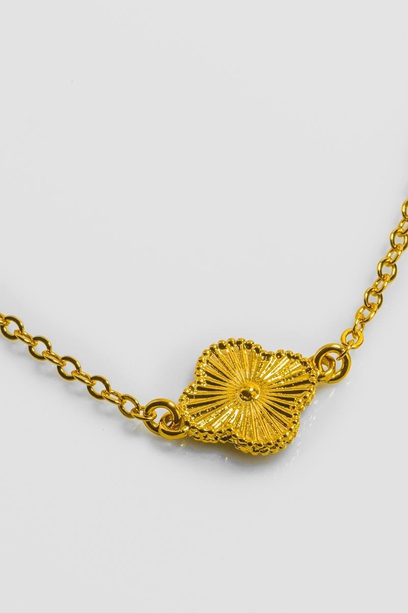 COLAR TREVO DETALHE BOLEADO CORRENTE ELINHO 80CM OURO