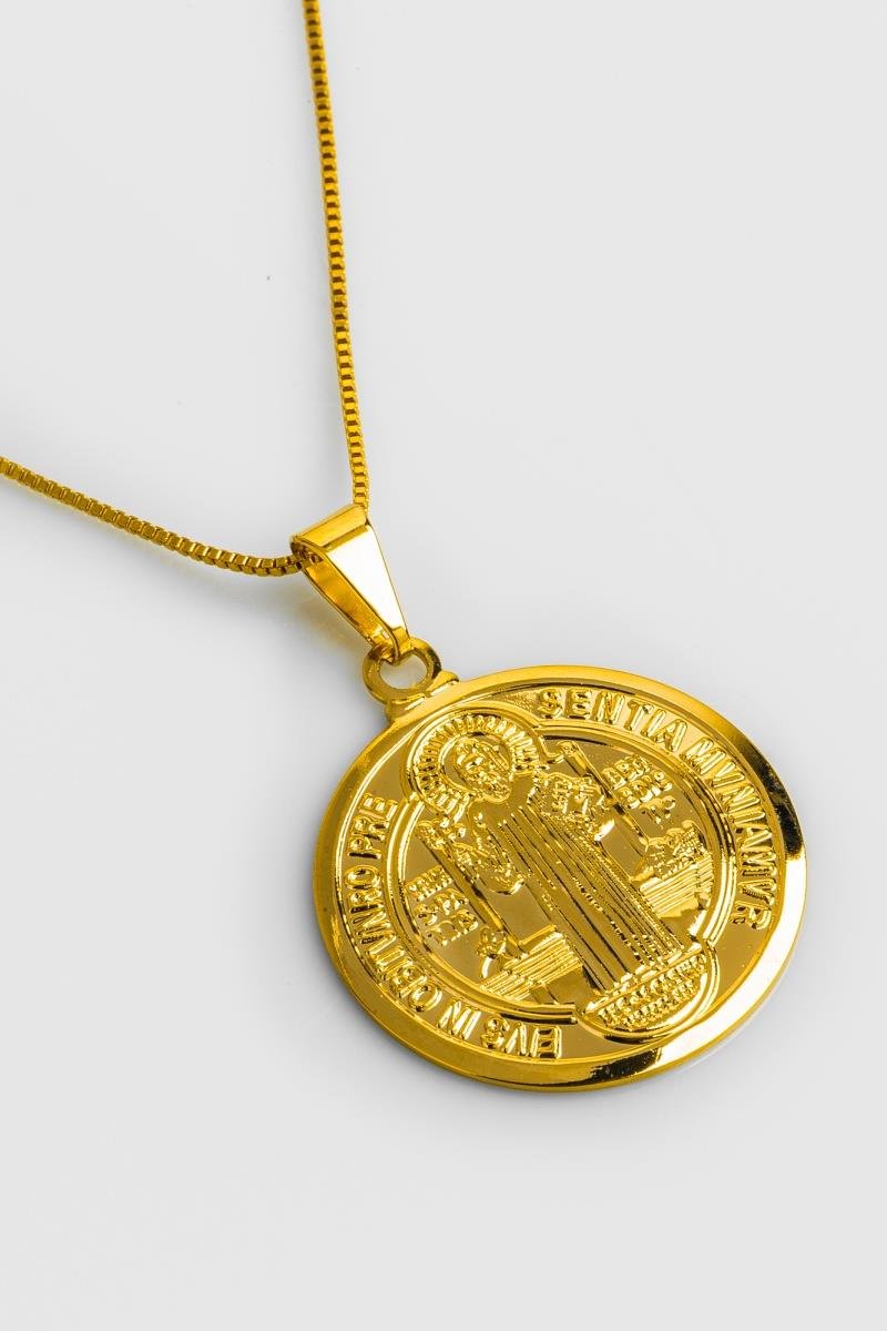 COLAR DE SÃO BENTO 20MM CORRENTE DE VENEZIANA OURO