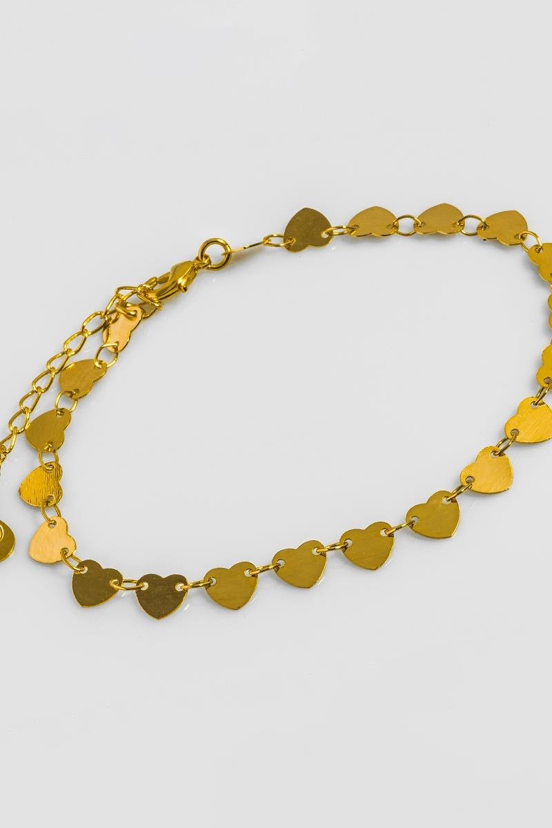 PULSEIRA DE CORAÇÃO LISO CHAPADO OURO
