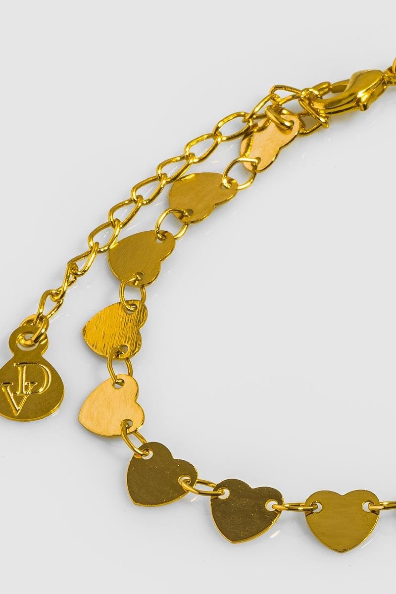 PULSEIRA DE CORAÇÃO LISO CHAPADO OURO