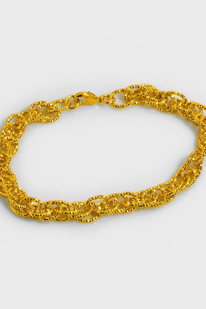 PULSEIRA ELO DIAMANTADO ENTRELAÇADO OURO