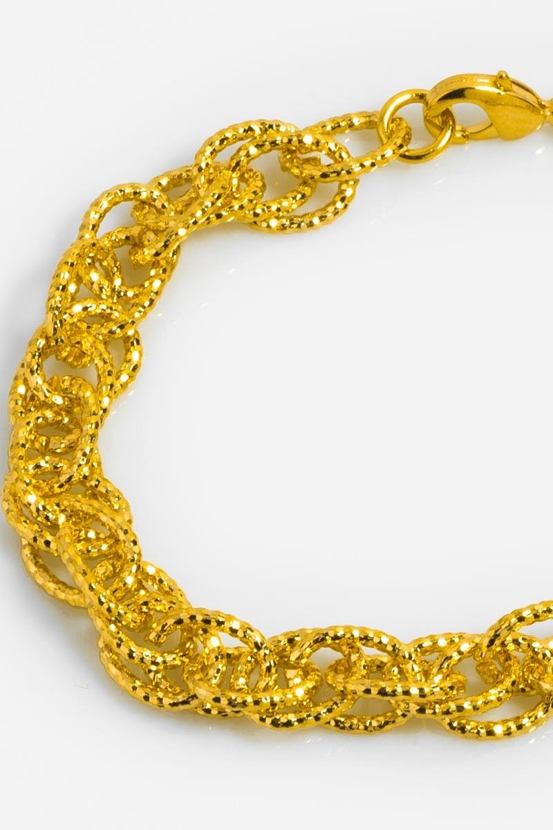PULSEIRA ELO DIAMANTADO ENTRELAÇADO OURO