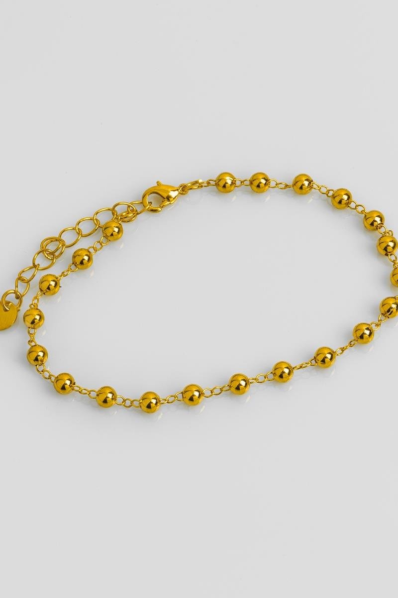 PULSEIRA DE BOLINHA LISA 4MM CORRENTE ELO 18CM OURO