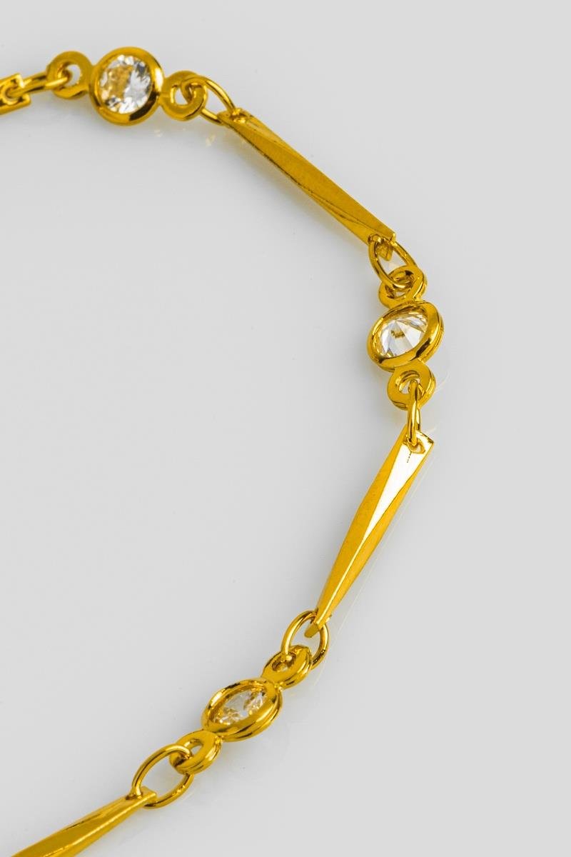 PULSEIRA COM ZIRCÔNIAS PALITO TRABALHADO OURO