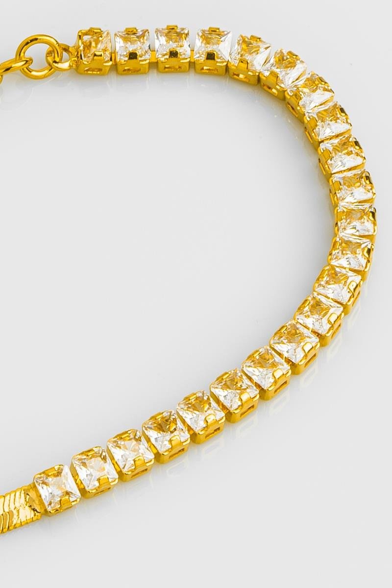 PULSEIRA LACRAIA COM RIVIERA DE ZIRCÔNIAS QUADRADA OURO