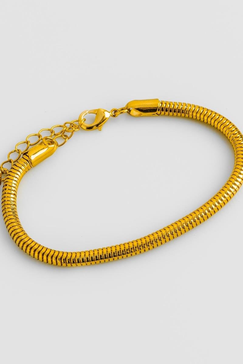 PULSEIRA RABO DE RATO GROSSA 4MM LISA OURO