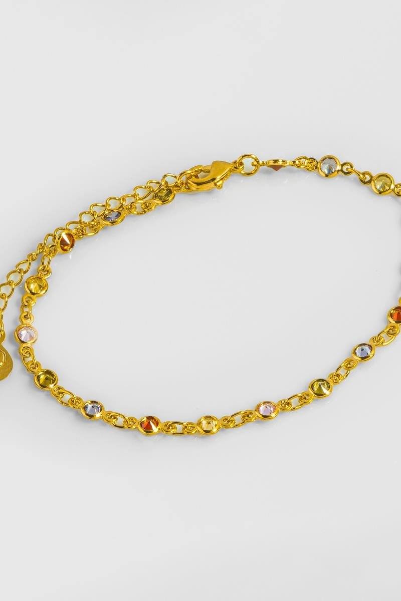 PULSEIRA DE ZIRCÔNIAS COLORIDA REDONDA 4MM OURO