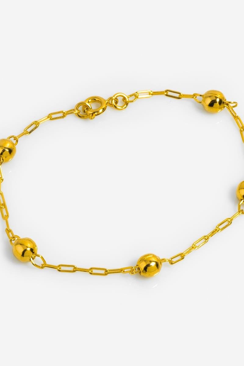 PULSEIRA BOLINHA 5MM ELO OVAL OURO