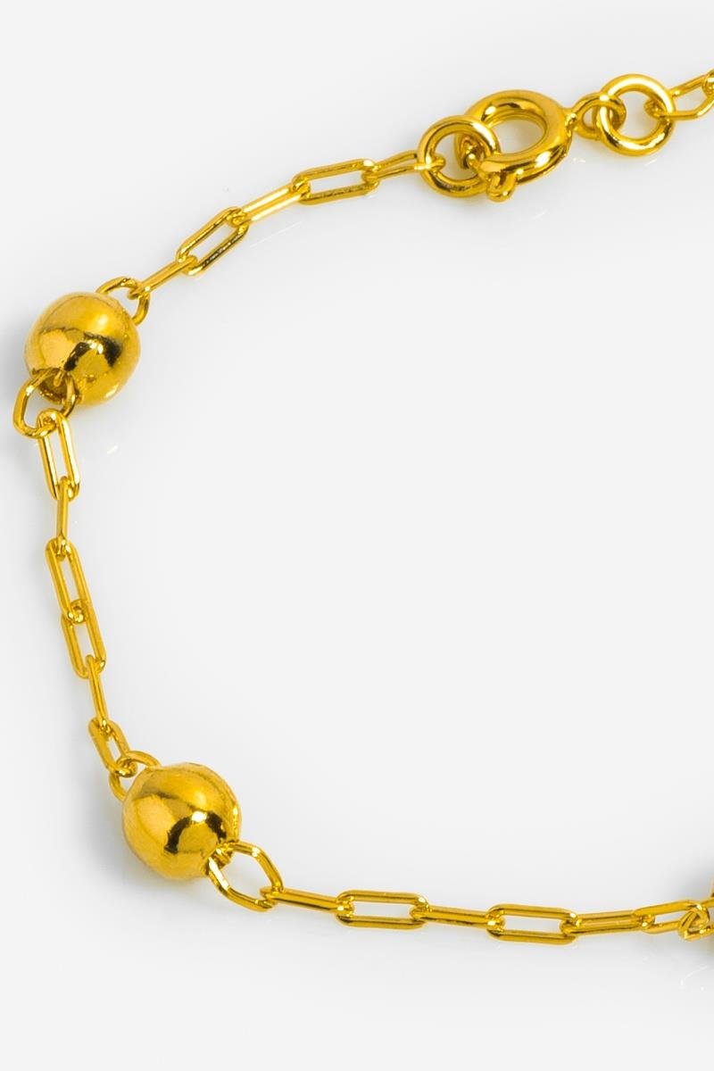 PULSEIRA BOLINHA 5MM ELO OVAL OURO