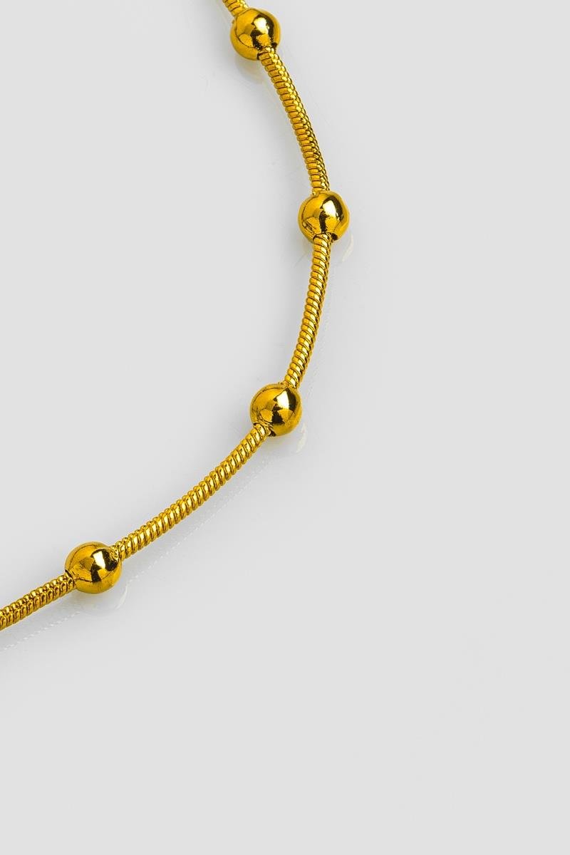 PULSEIRA RABO DE RATO BOLINHA LISA 3MM OURO