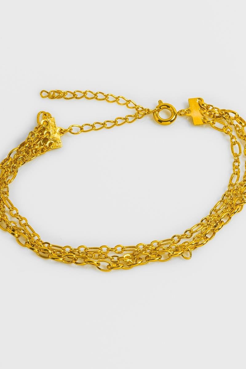 PULSEIRA TRÊS FIOS ELO OVAL CORRENTE 3X1 OURO