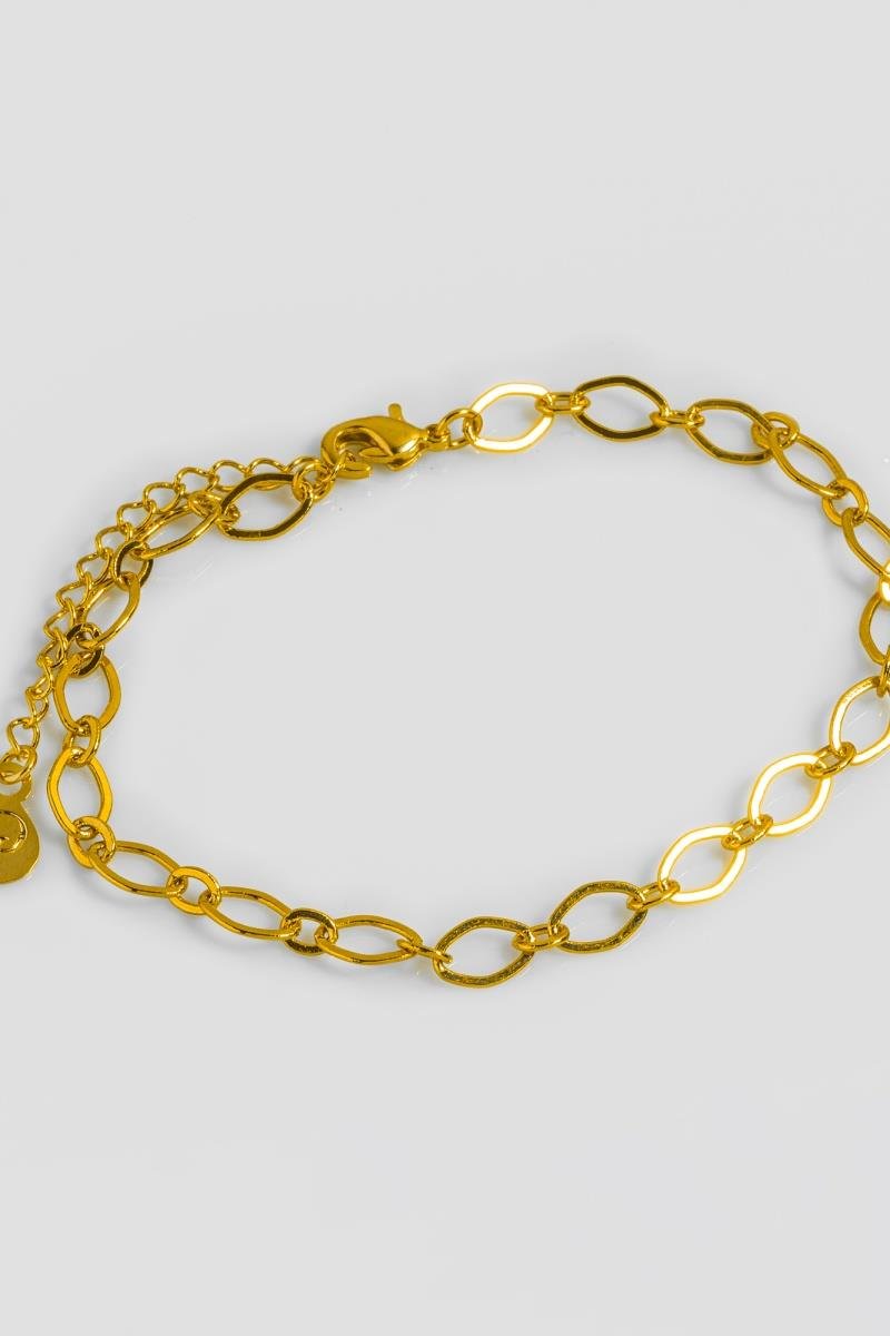 PULSEIRA ELOS NAVETE E OVAL VAZADO OURO