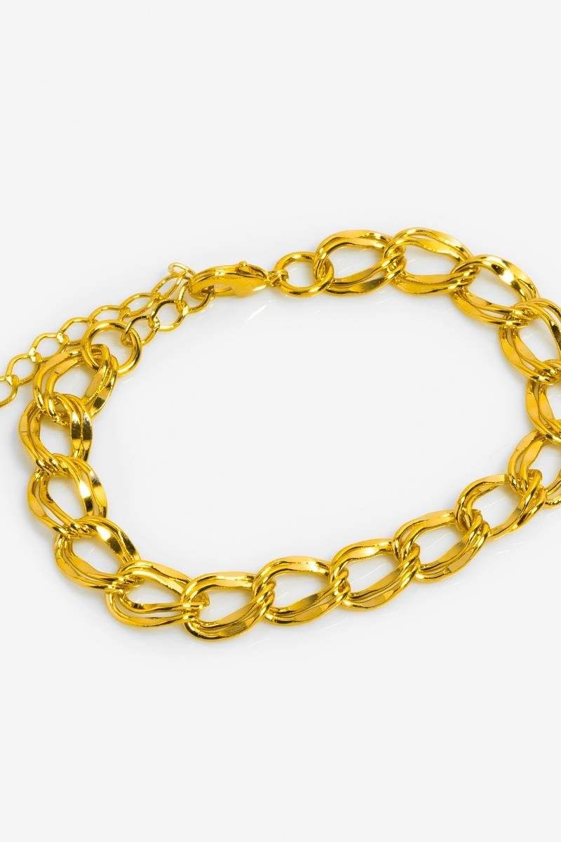 PULSEIRA ELO DUPLO DIAMANTADO OURO