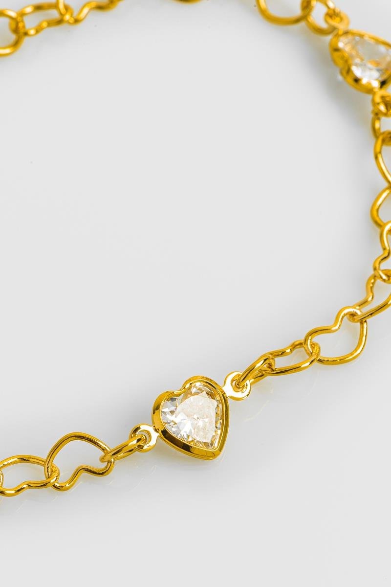 PULSEIRA CORAÇÃO DE ZIRCÔNIAS ELO CORRENTE OURO