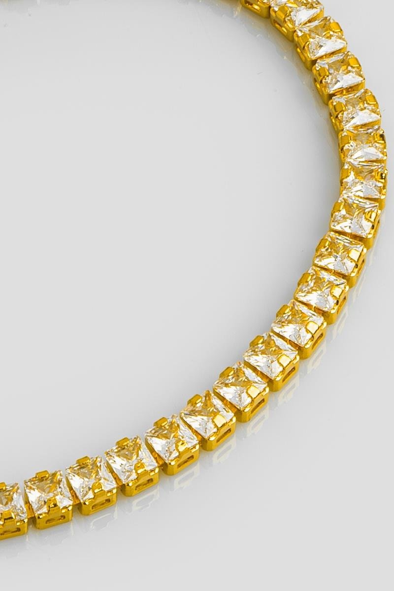 PULSEIRA RIVIERA DE ZIRCÔNIAS QUADRADA OURO