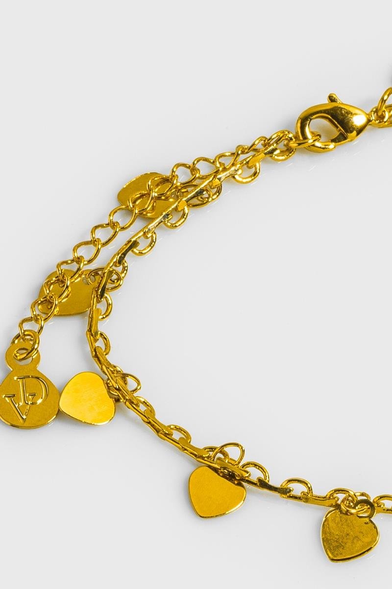 PULSEIRA CORAÇÕES LISO CORRENTE DE ELO OURO