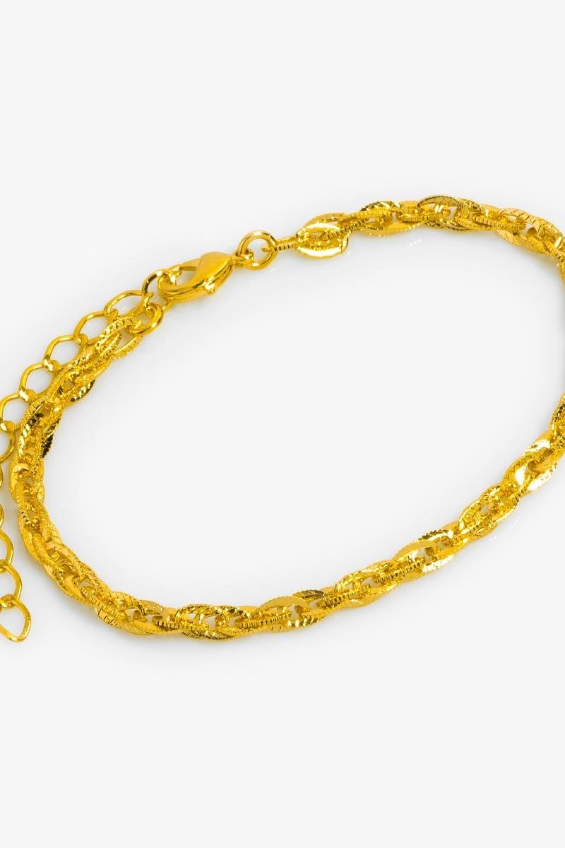 PULSEIRA ELO DUPLO DIAMANTADO FINO OURO