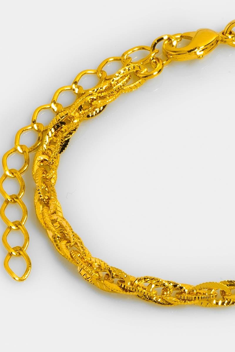 PULSEIRA ELO DUPLO DIAMANTADO FINO OURO