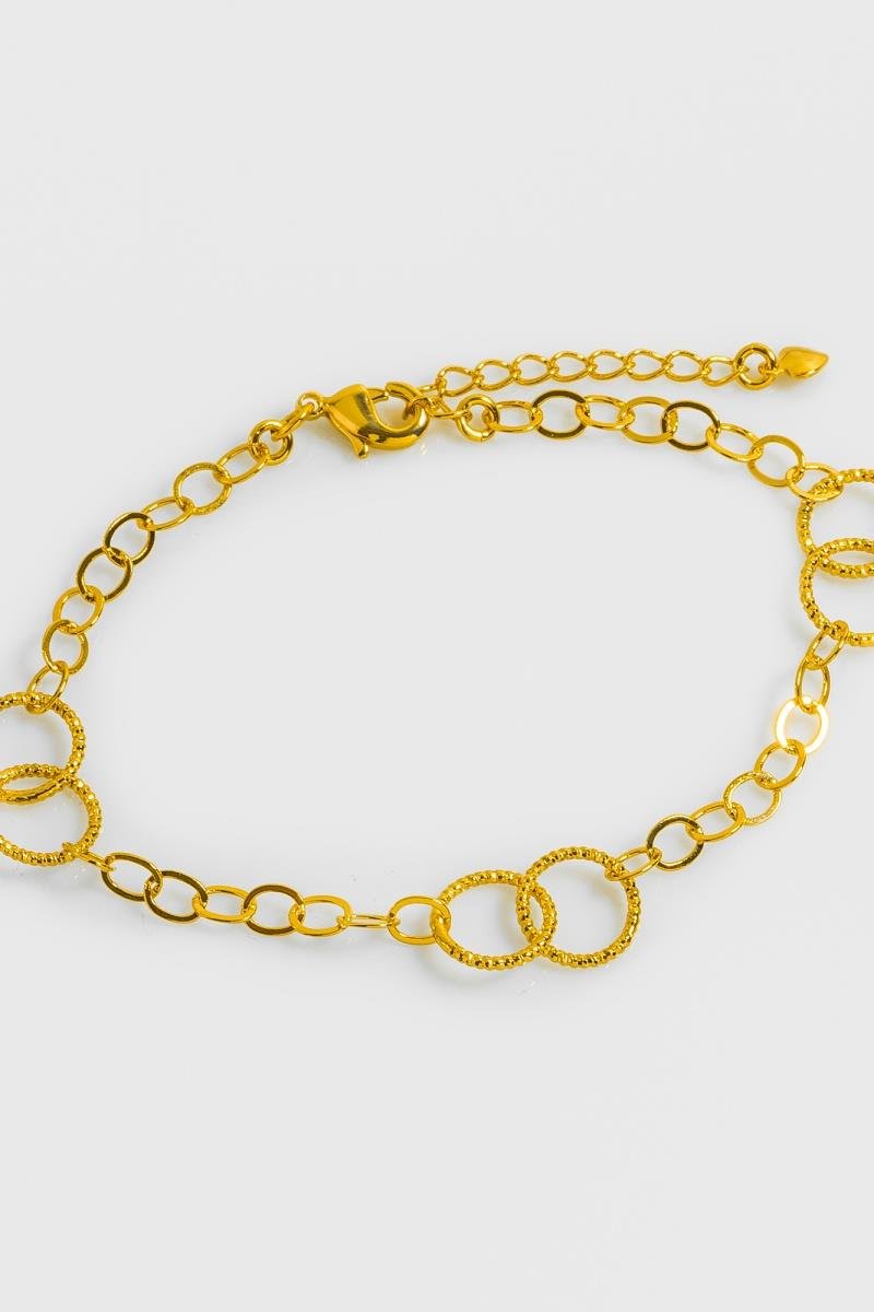 PULSEIRA ELO DUPLO DIAMANTADO CORRENTE OVAL OURO