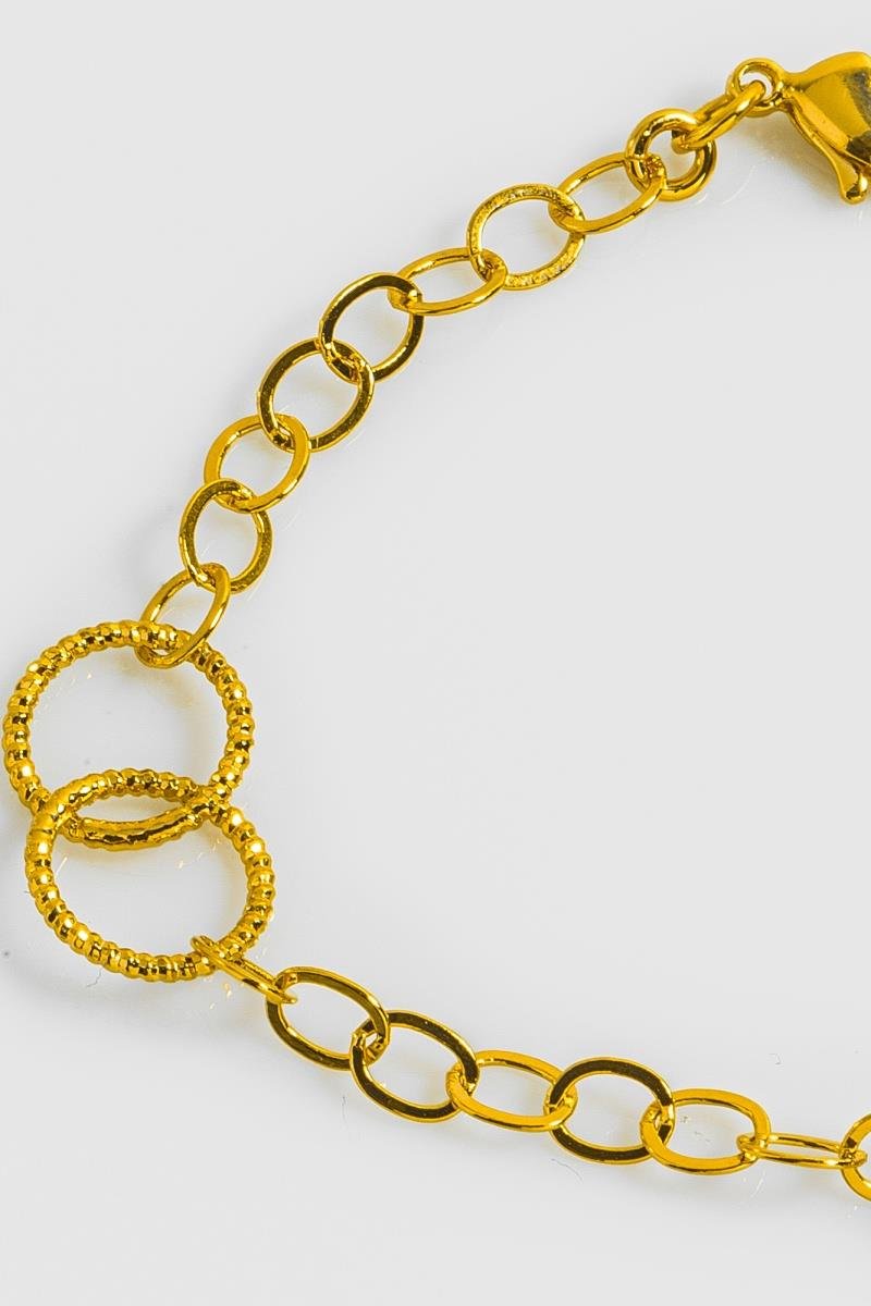 PULSEIRA ELO DUPLO DIAMANTADO CORRENTE OVAL OURO