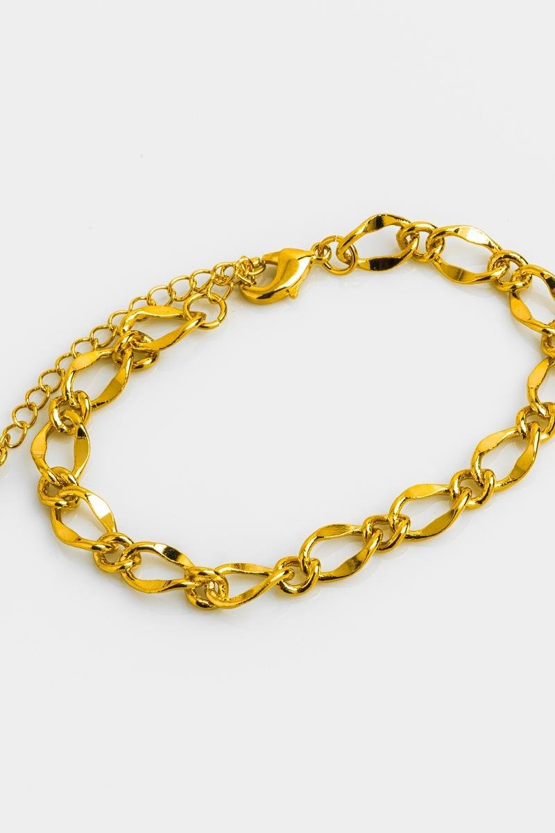PULSEIRA ELO OVAL INTERCALADO ONDULADO OURO