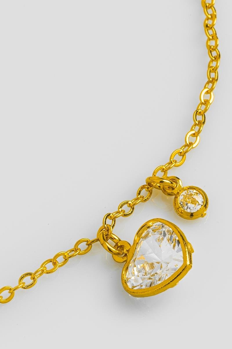 PULSEIRA CORAÇÃO PONTO DE LUZ ZIRCÔNIA CORRENTE ELINHO OURO