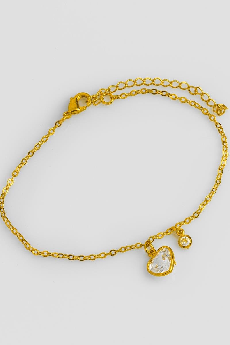 PULSEIRA CORAÇÃO PONTO DE LUZ ZIRCÔNIA CORRENTE ELINHO OURO