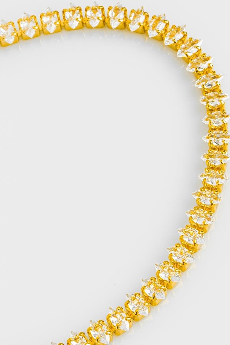 PULSEIRA RIVIERA COM ZIRCÔNIAS DE NAVETE OURO