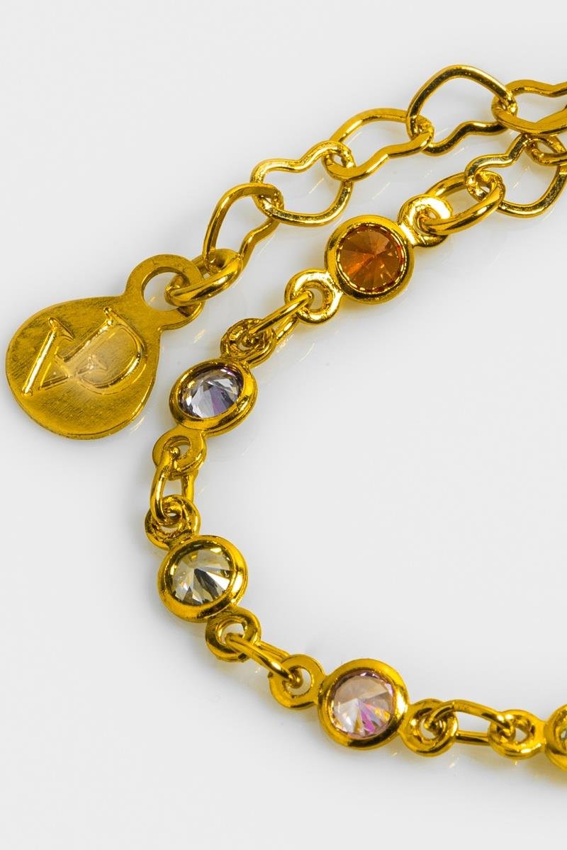 PULSEIRA INFANTIL COM ZIRCÔNIAS COLORIDAS 13CM OURO