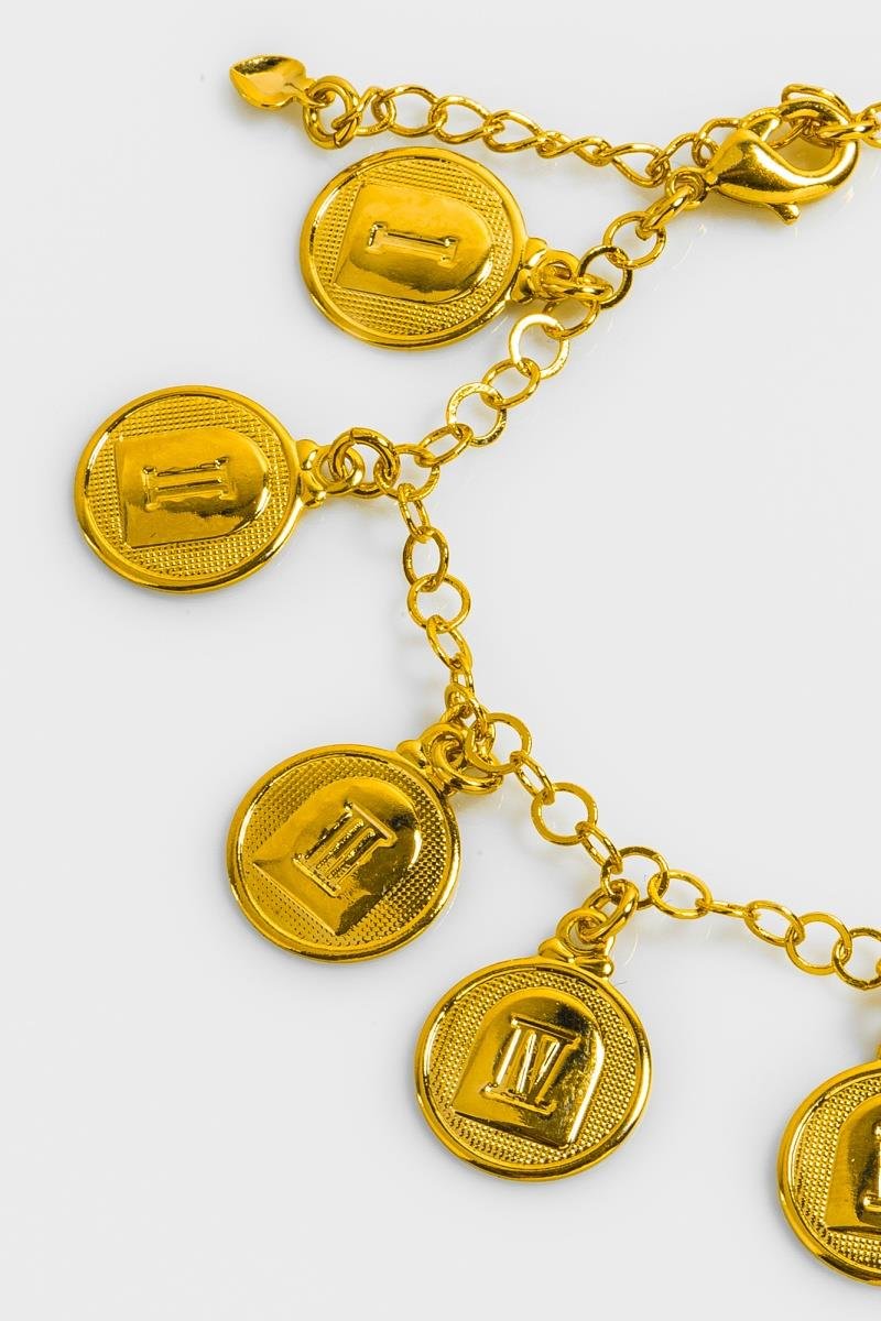 PULSEIRA MEDALHA DEZ MANDAMENTOS ELO REDONDINHO OURO