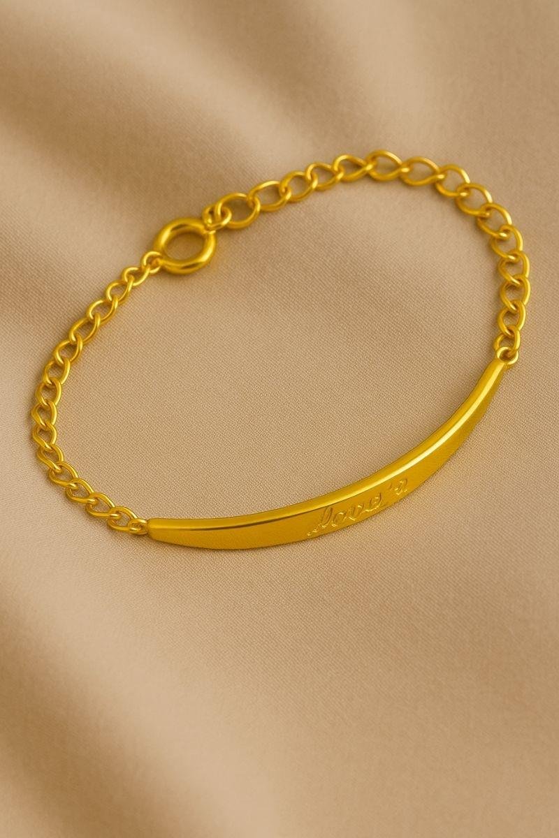 PULSEIRA PLAQUINHA LOVE CORAÇÃO ELO OVAL OURO