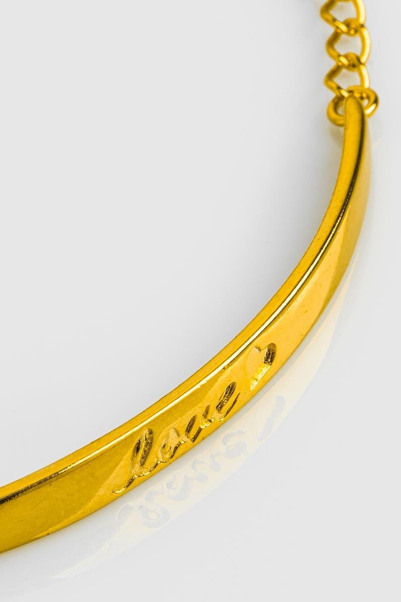 PULSEIRA PLAQUINHA LOVE CORAÇÃO ELO OVAL OURO