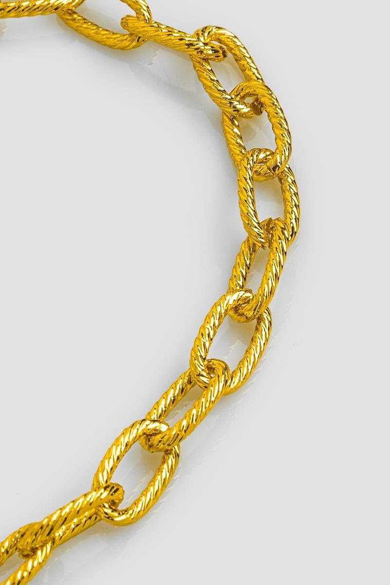 PULSEIRA ELO OVAL DETALHE DIAMANTADO OURO