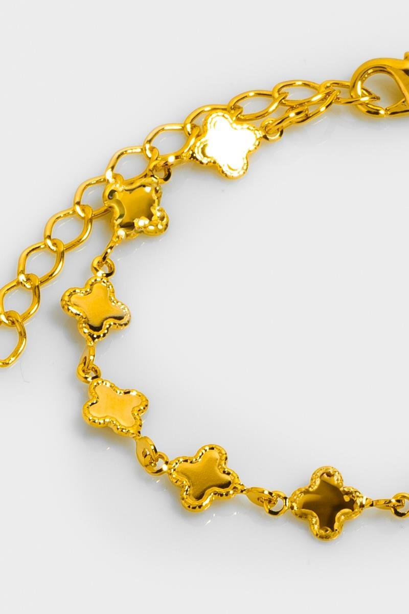 PULSEIRA TREVO DIAMANTADO OURO