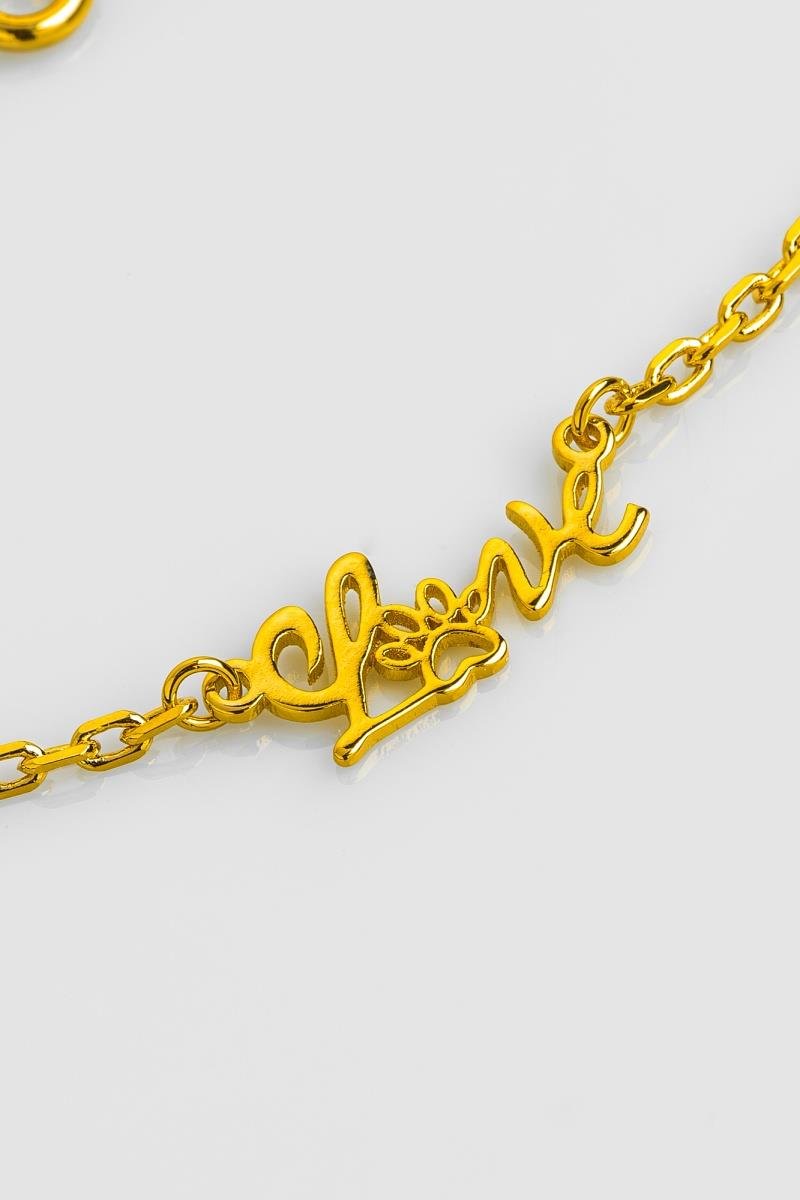 PULSEIRA LOVE PATINHA VAZADA CORRENTE ELO OVAL OURO