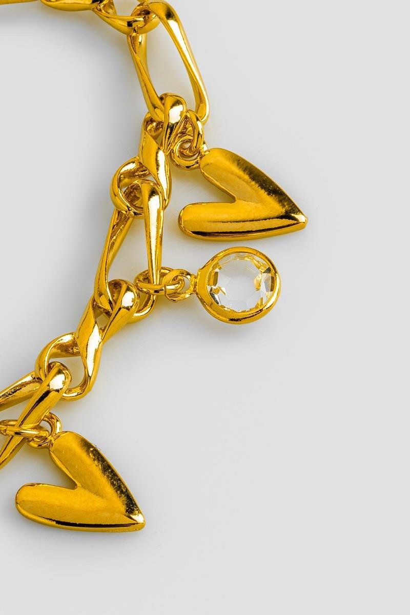 PULSEIRA CORAÇÃO LONGO LISO ZIRCONIA ELO INFINITO TORCIDO OURO