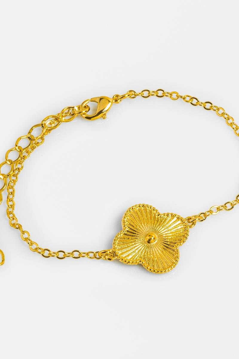 PULSEIRA TREVO DETALHE BOLEADO 18MM CORRENTE ELINHO OURO